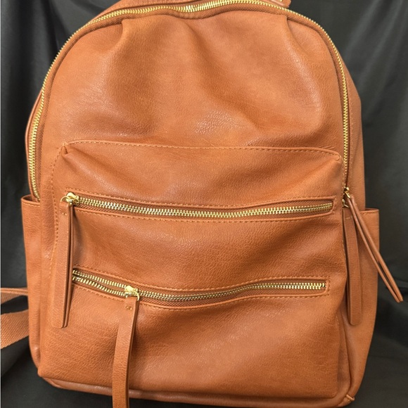 Madison West Handbags - Madison West Brown Backpack with Gold Accents | EUC